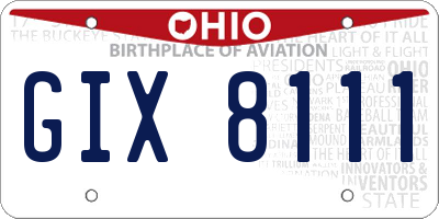 OH license plate GIX8111