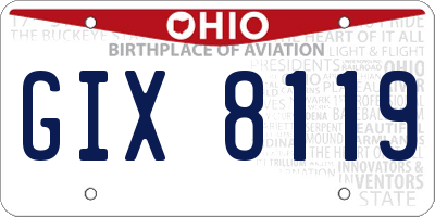 OH license plate GIX8119