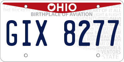 OH license plate GIX8277