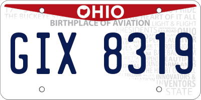 OH license plate GIX8319