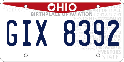 OH license plate GIX8392