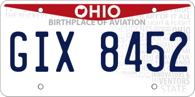 OH license plate GIX8452