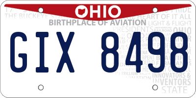 OH license plate GIX8498