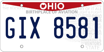 OH license plate GIX8581