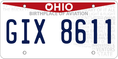 OH license plate GIX8611