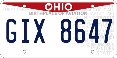 OH license plate GIX8647