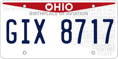 OH license plate GIX8717