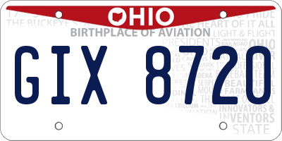 OH license plate GIX8720