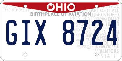 OH license plate GIX8724