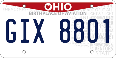 OH license plate GIX8801
