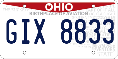 OH license plate GIX8833