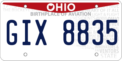 OH license plate GIX8835