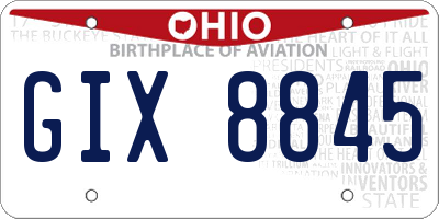 OH license plate GIX8845