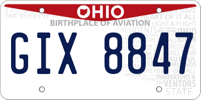 OH license plate GIX8847