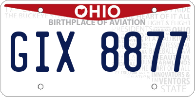 OH license plate GIX8877