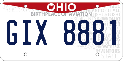 OH license plate GIX8881