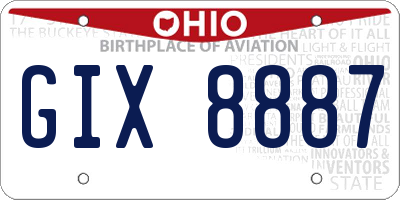 OH license plate GIX8887