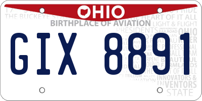 OH license plate GIX8891