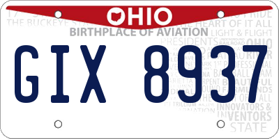 OH license plate GIX8937