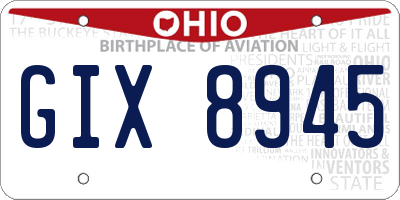 OH license plate GIX8945