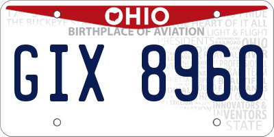 OH license plate GIX8960