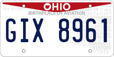OH license plate GIX8961