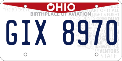 OH license plate GIX8970