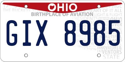 OH license plate GIX8985