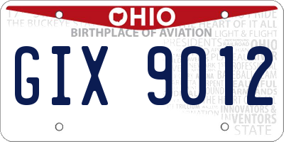 OH license plate GIX9012