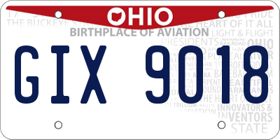 OH license plate GIX9018