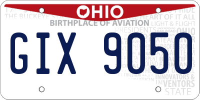 OH license plate GIX9050