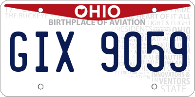 OH license plate GIX9059