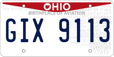 OH license plate GIX9113