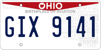 OH license plate GIX9141