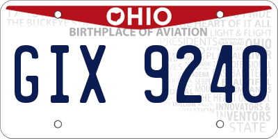 OH license plate GIX9240