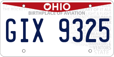 OH license plate GIX9325