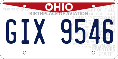 OH license plate GIX9546
