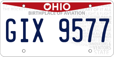 OH license plate GIX9577