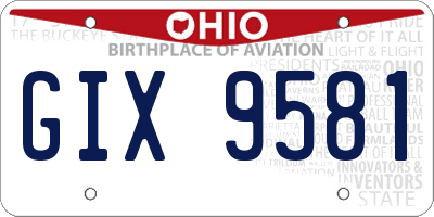 OH license plate GIX9581
