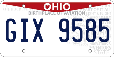 OH license plate GIX9585
