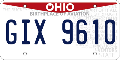 OH license plate GIX9610