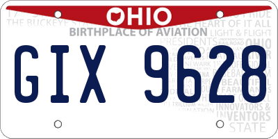 OH license plate GIX9628