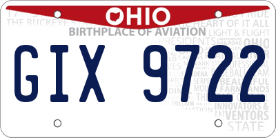 OH license plate GIX9722