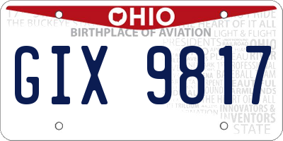 OH license plate GIX9817