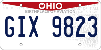 OH license plate GIX9823