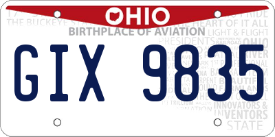 OH license plate GIX9835