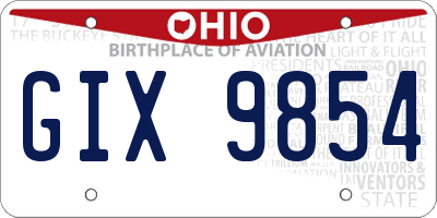 OH license plate GIX9854
