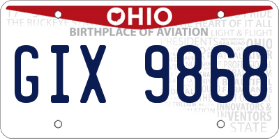 OH license plate GIX9868