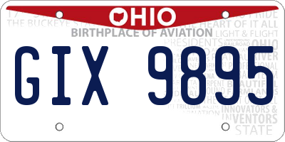 OH license plate GIX9895