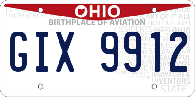 OH license plate GIX9912